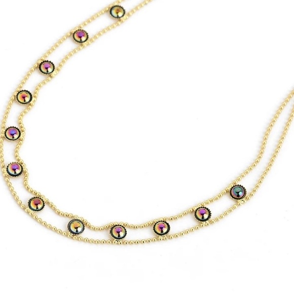 14k Gold Hematite Titanium Choker Necklace - Picture 3 of 3